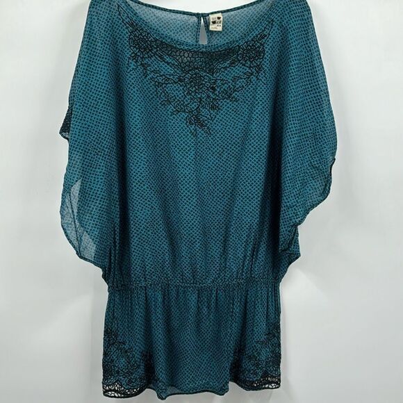 Free People Lace and Blue Blouse Medium - Picture 1 of 7